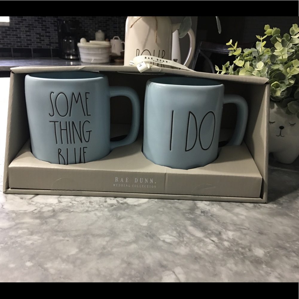 Rae Dunn Set of 2 Mugs βSOMETHING BLUE & I DOβ